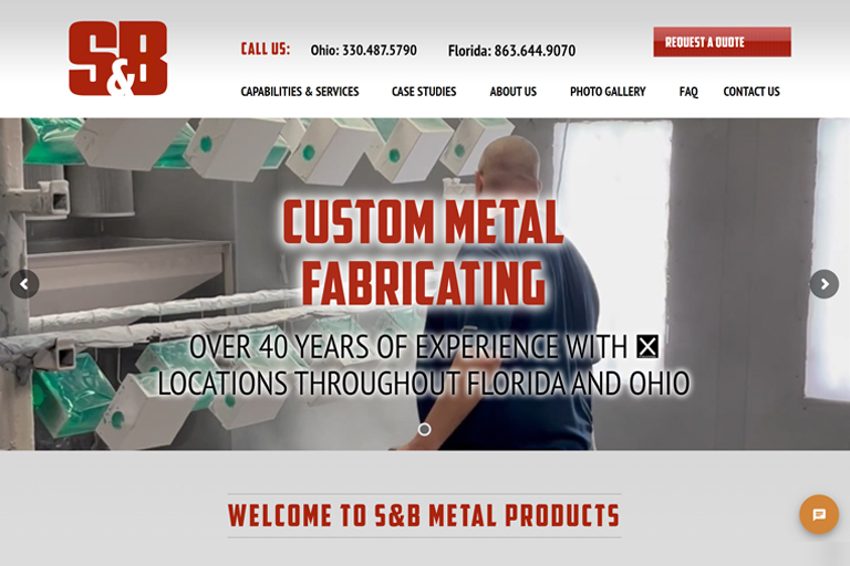 S&B Metal Products homepage