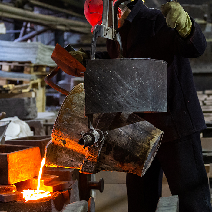 Industrial chill casting. The process of for filling out mold with molten metal.