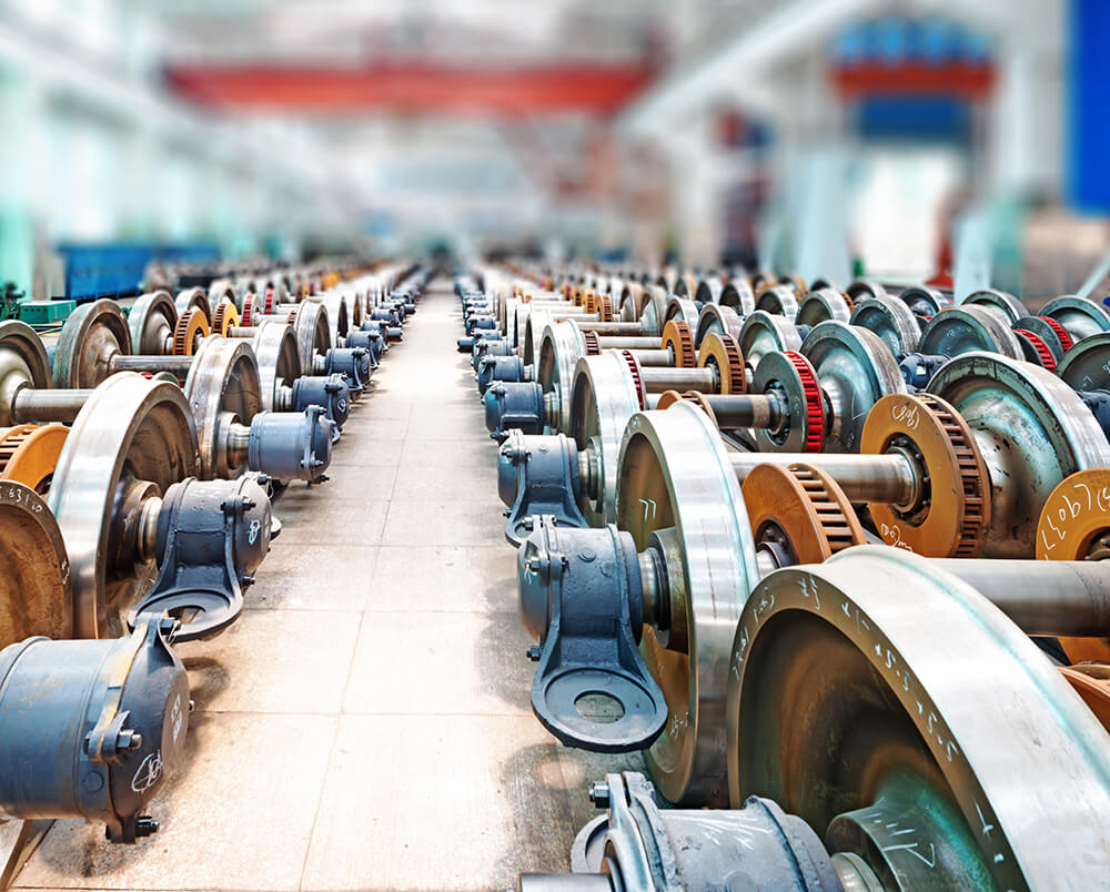 factory production of steel train wheels